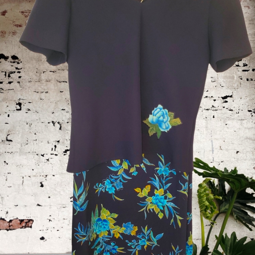 Studio One Blue Floral Two Piece Skirt Set 14